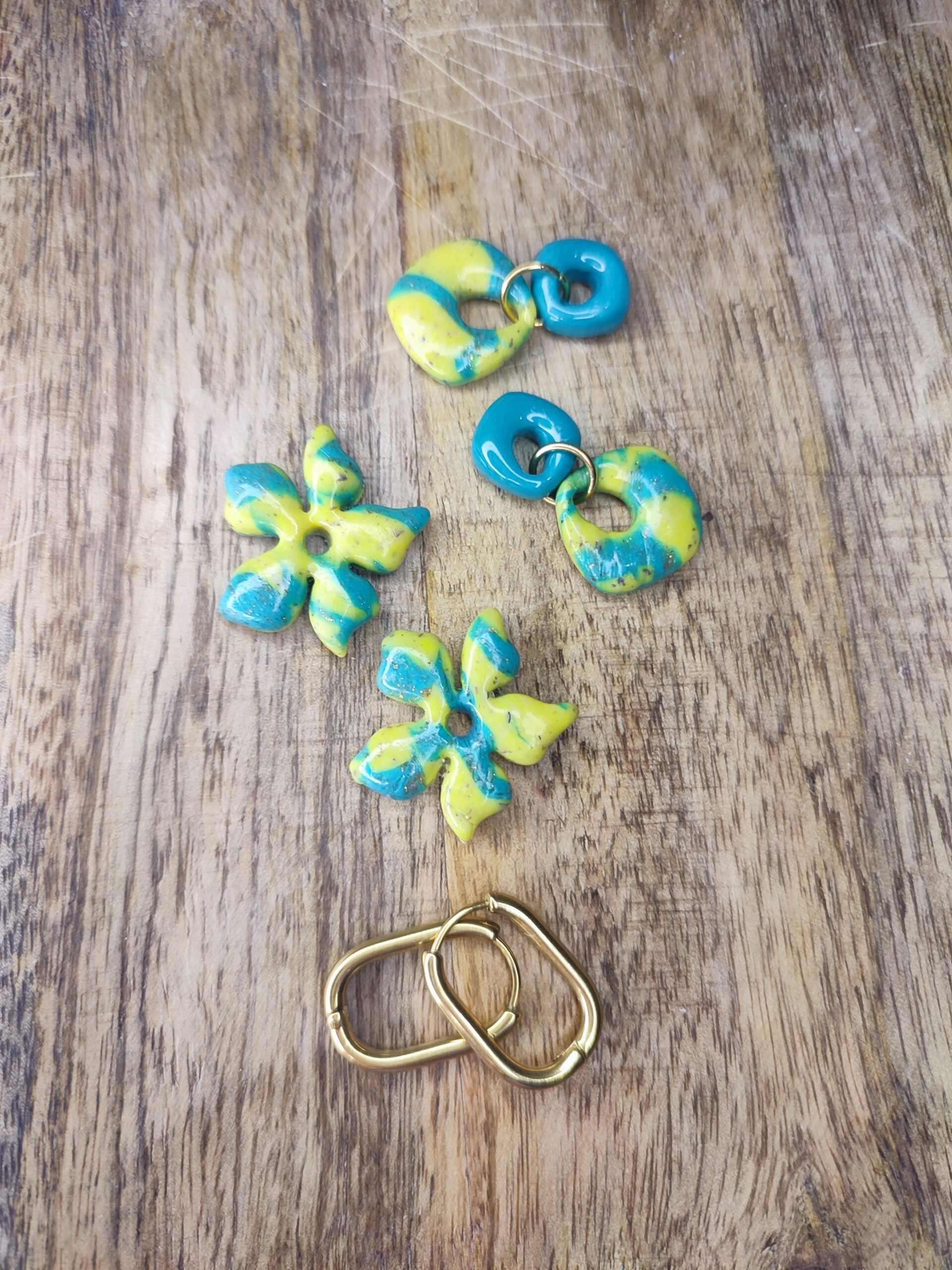 Pampille duo Esméa turquoise et jaune – Image 2