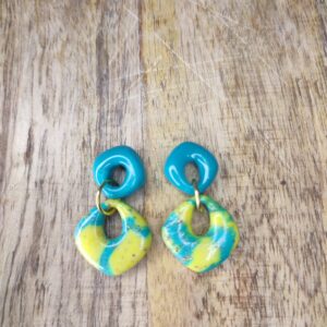 Pampille duo Esméa turquoise et jaune