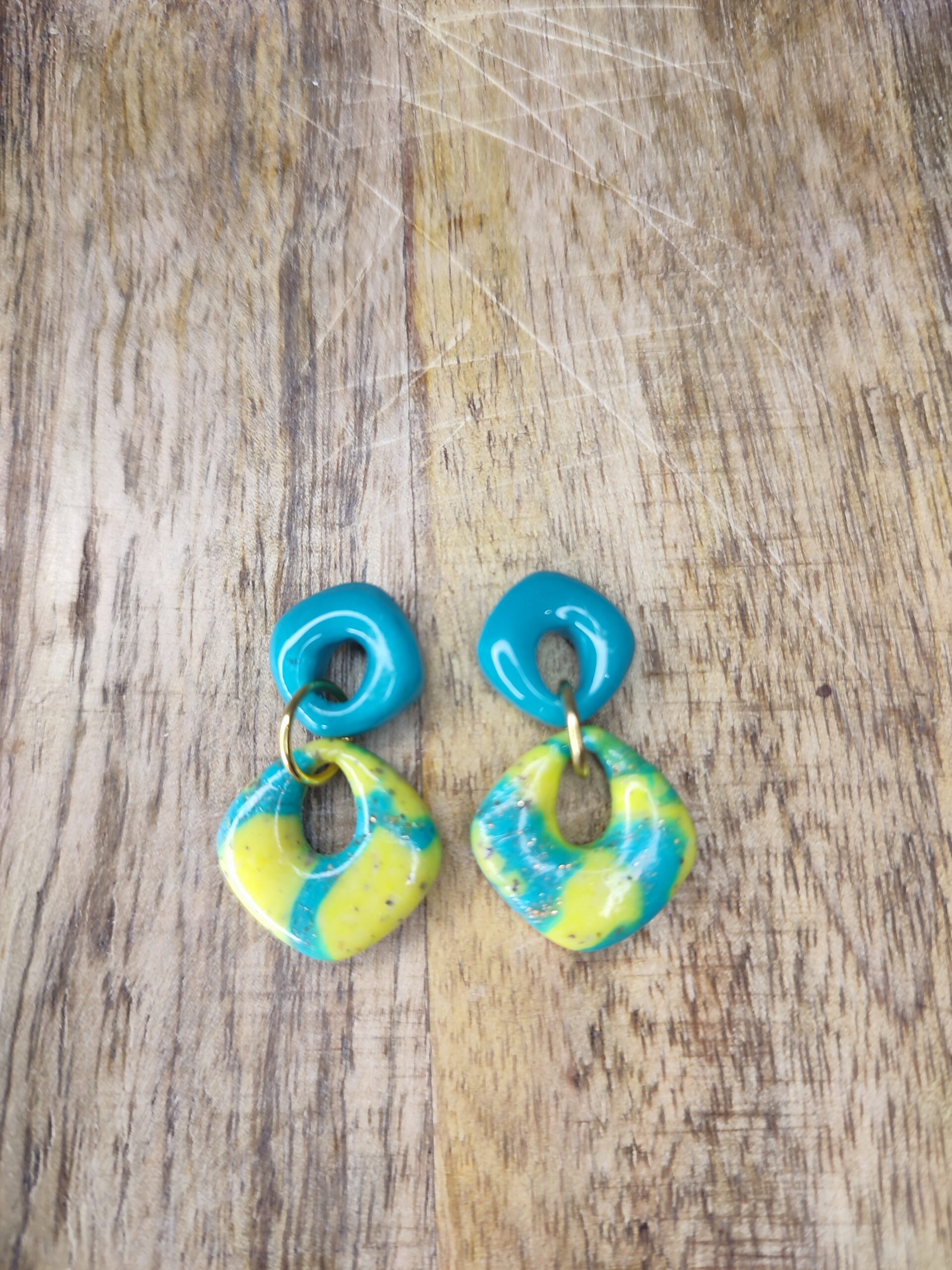 Pampille duo Esméa turquoise et jaune