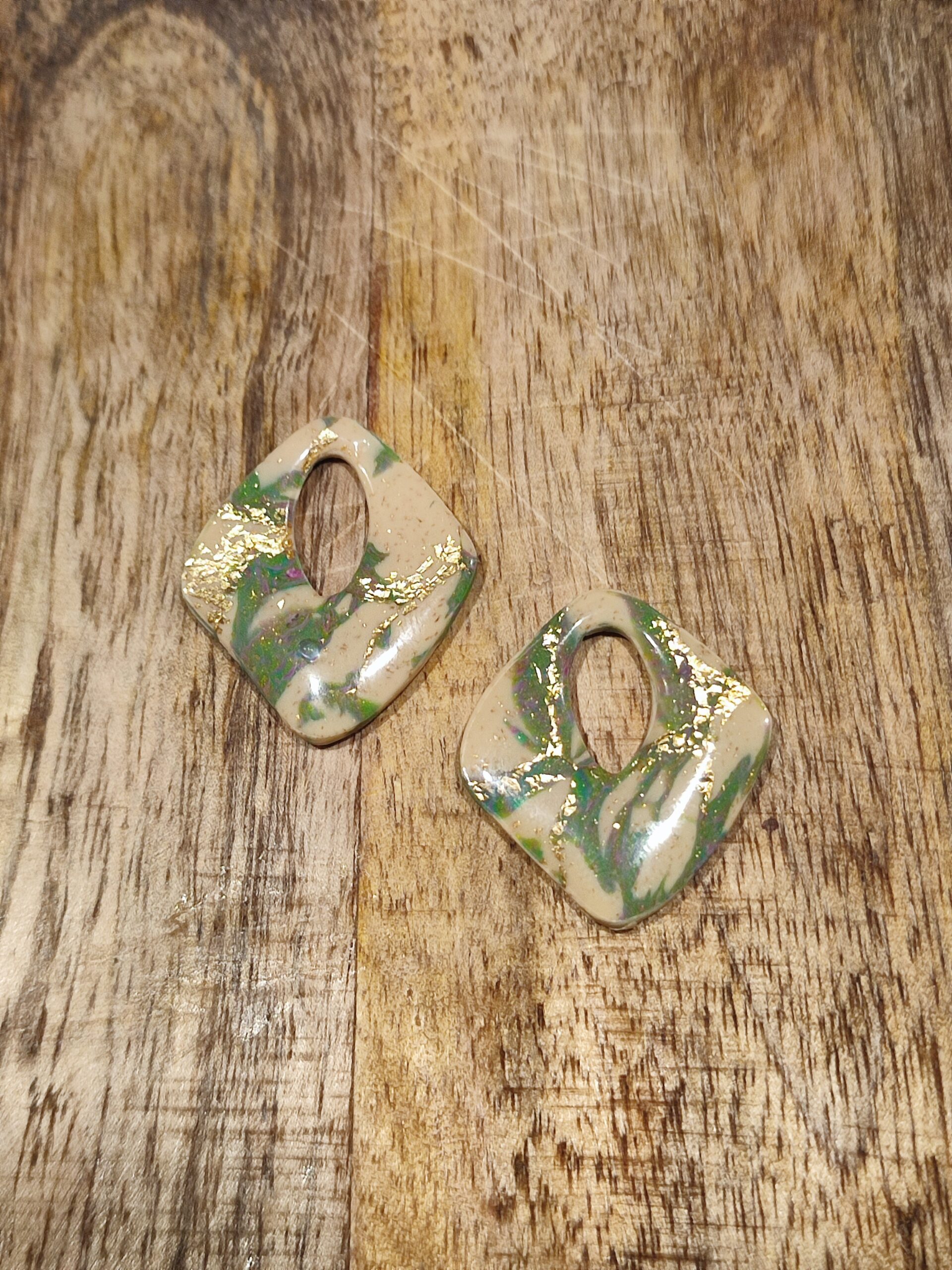 Pampille Séléne marbré beige et vert