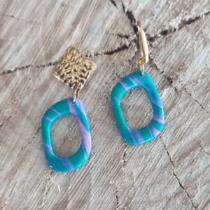 Boucle Isis vert & rose violet
