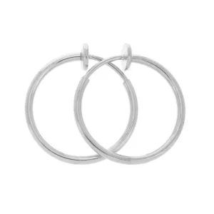Créoles argentées clip pour oreilles non percées 20 mm