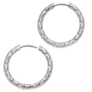 Créoles argentées martelées 20 mm