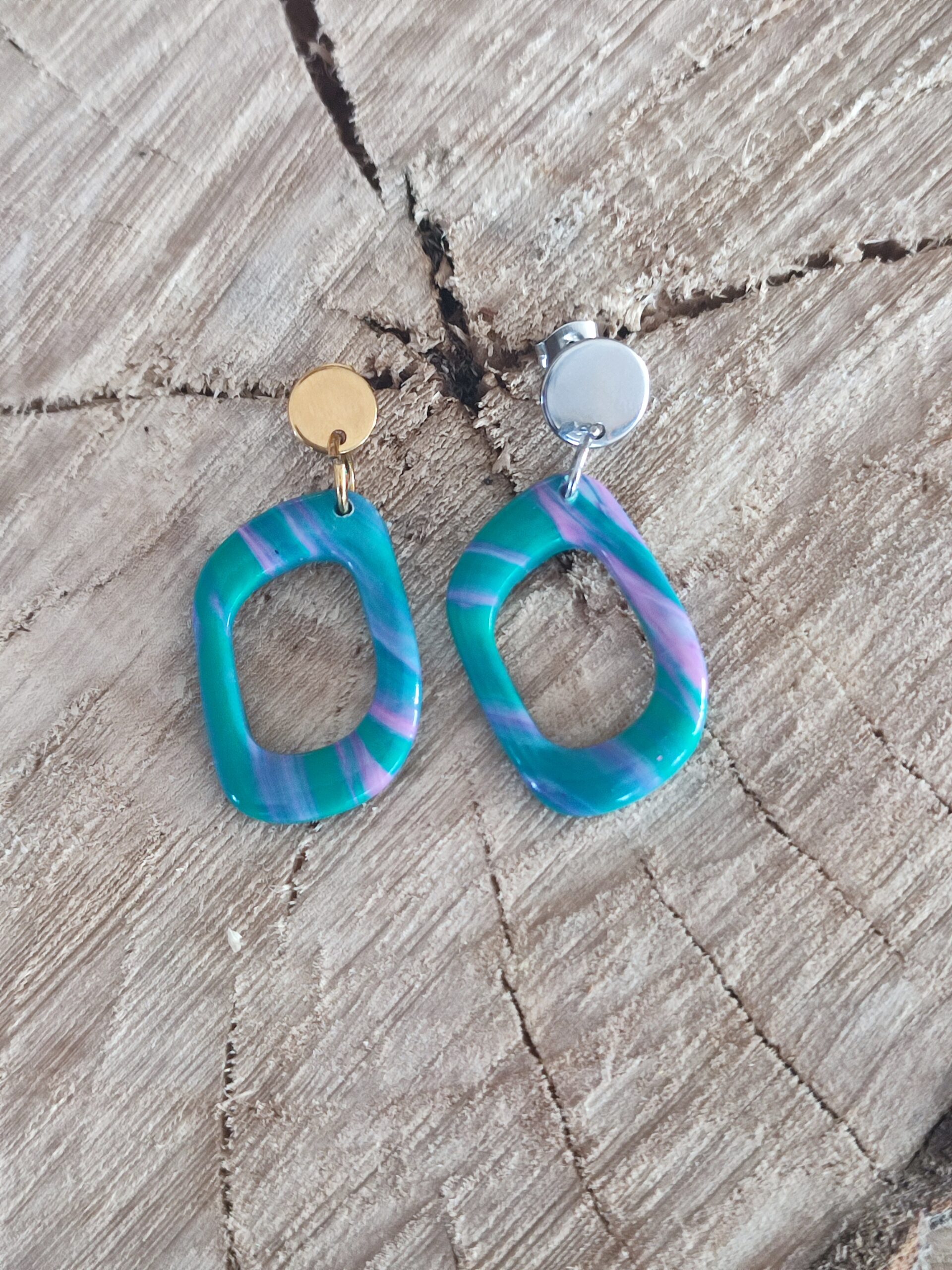 Boucle Isis vert & rose violet – Image 2