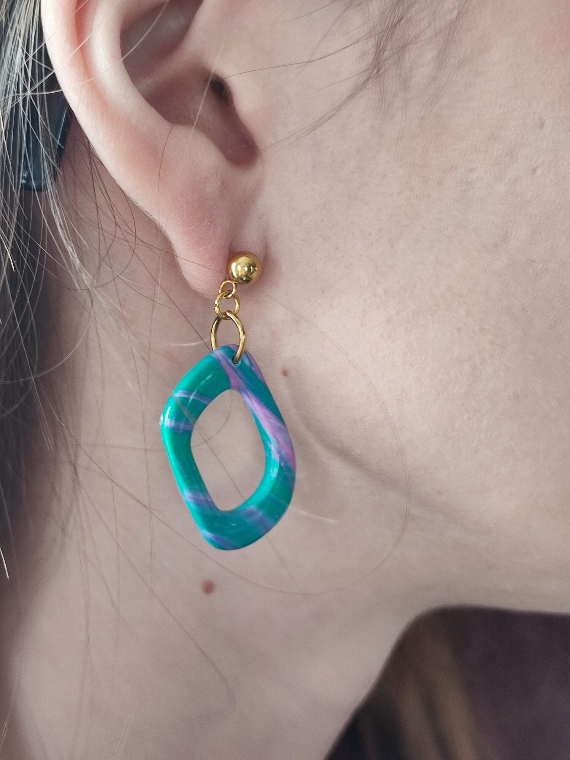 Boucle Isis vert & rose violet – Image 4