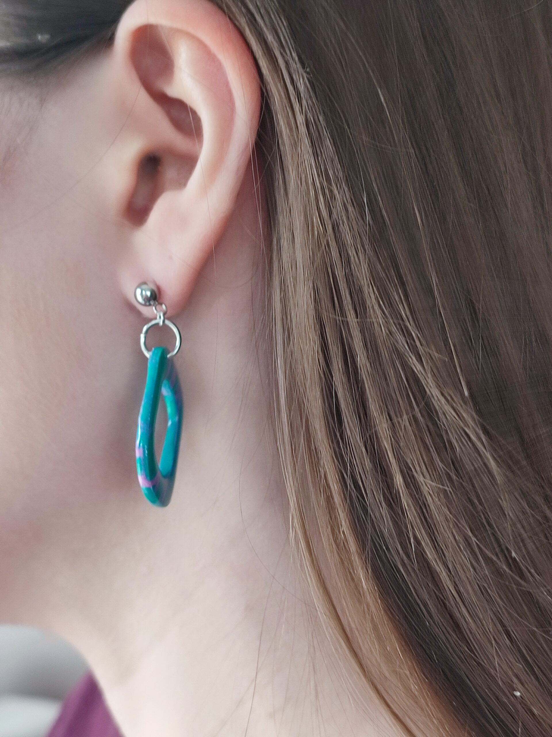 Boucle Isis vert & rose violet – Image 5