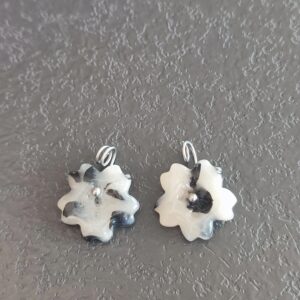 Boucle Fleurette marbrée noir et blanc