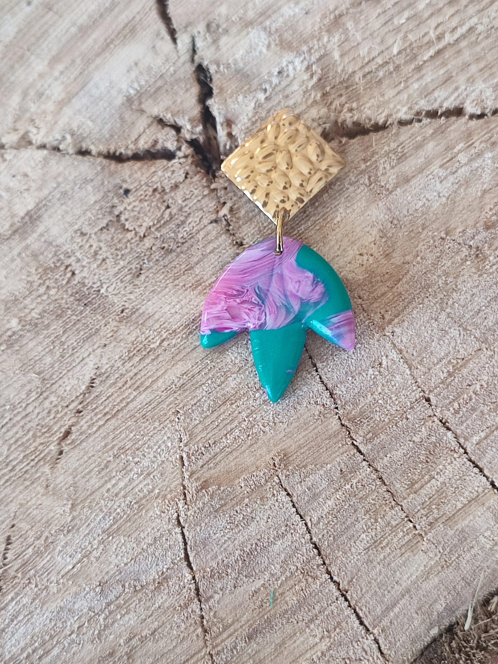 Boucle Aurore Vert marbre rose et blanc – Image 4