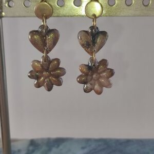 Duo cœur fleur bronze