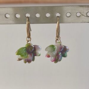 Boucle érable rose, vert & nacre