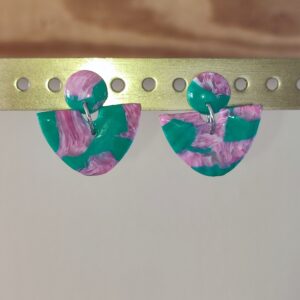 Boucle éclat vert & rose marbrée