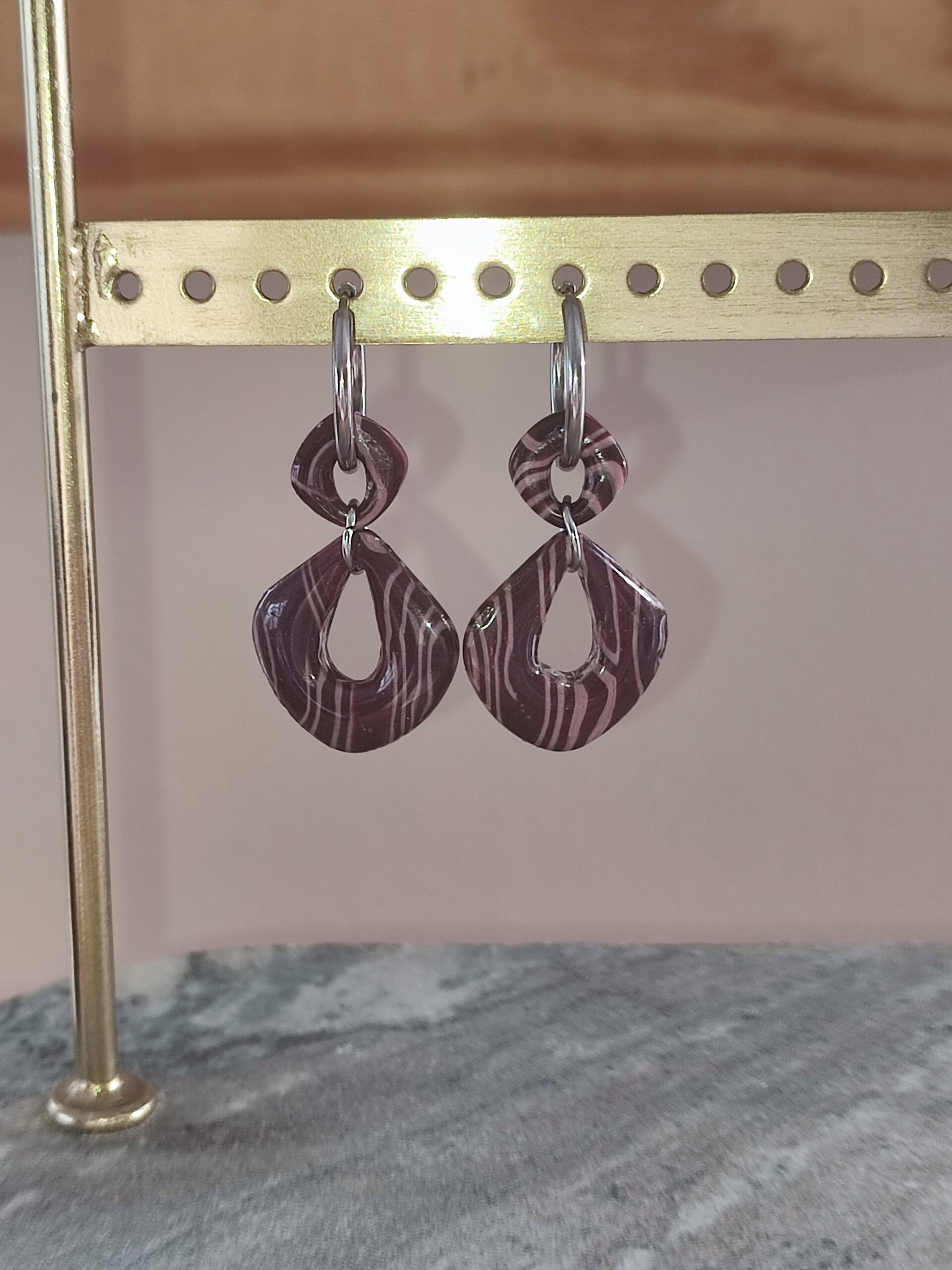 Pampille duo Esmée rayée prune & rose
