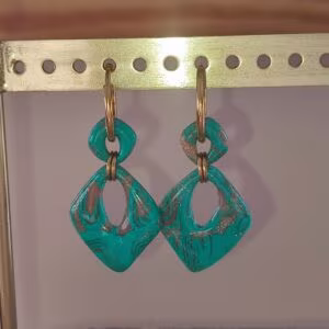 Pampille duo Séléne turquoise & brun doré