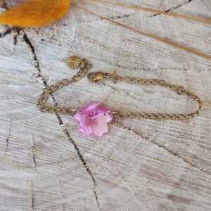 Bracelet fleurette rose marbré