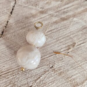 Mini pampille double perle nacre doré