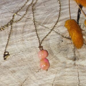 Pendentif perles orange & rose