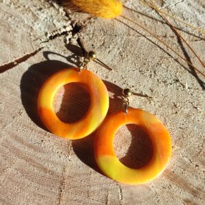 Boucles d'oreilles anneaux jaune (Plusieurs coloris)