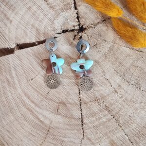 Boucle d'oreilles Océane & apprêts argentés