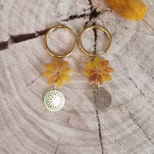 Pampille Marguerite & breloque dorée