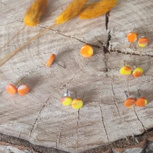 Puces d'oreilles jaune & orange (Plusieurs coloris)