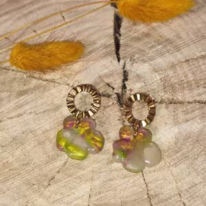 Boucles d'oreilles nuage irisé rose vert & nacre