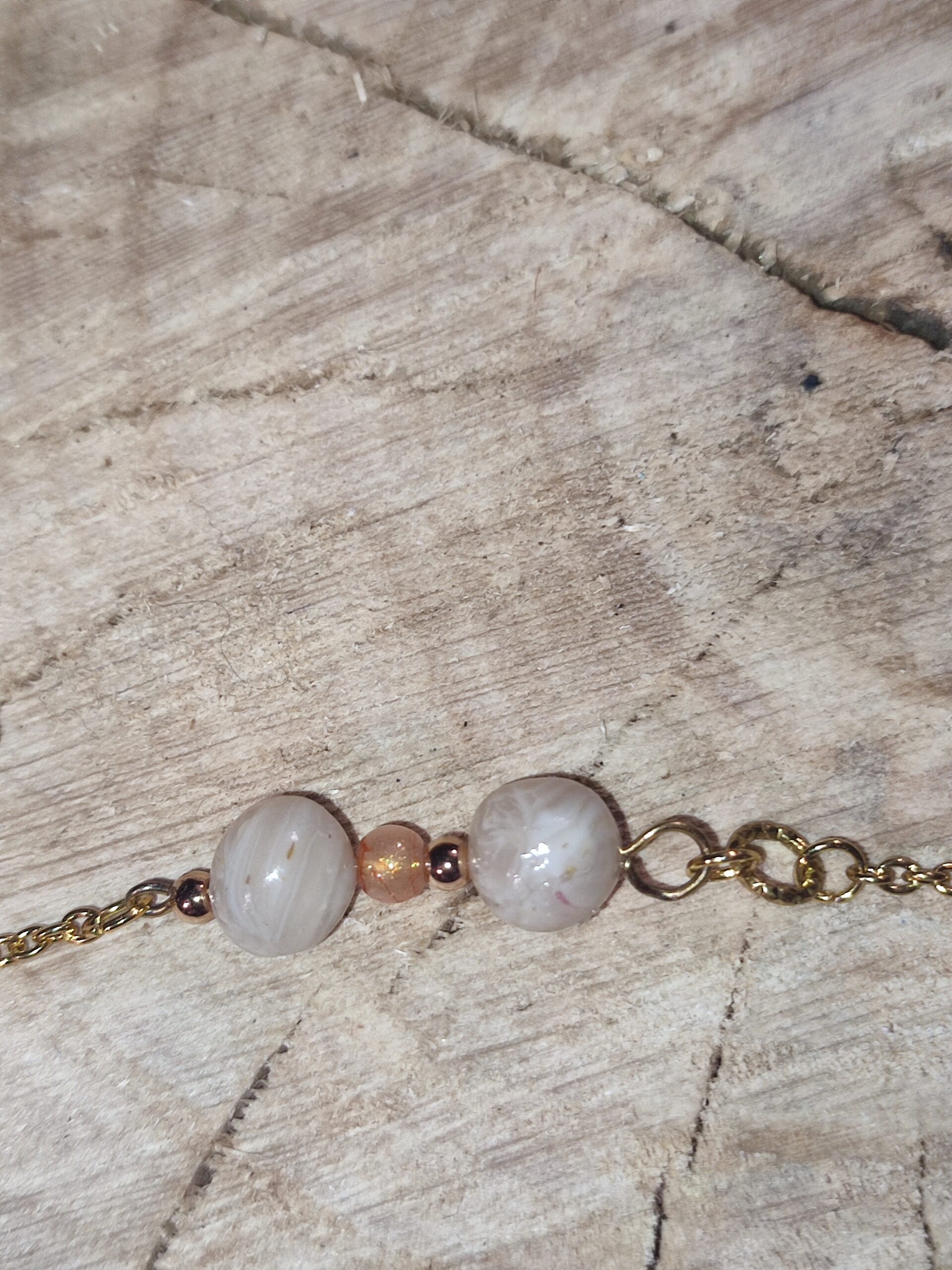 Bracelet perles nacre et rose – Image 2
