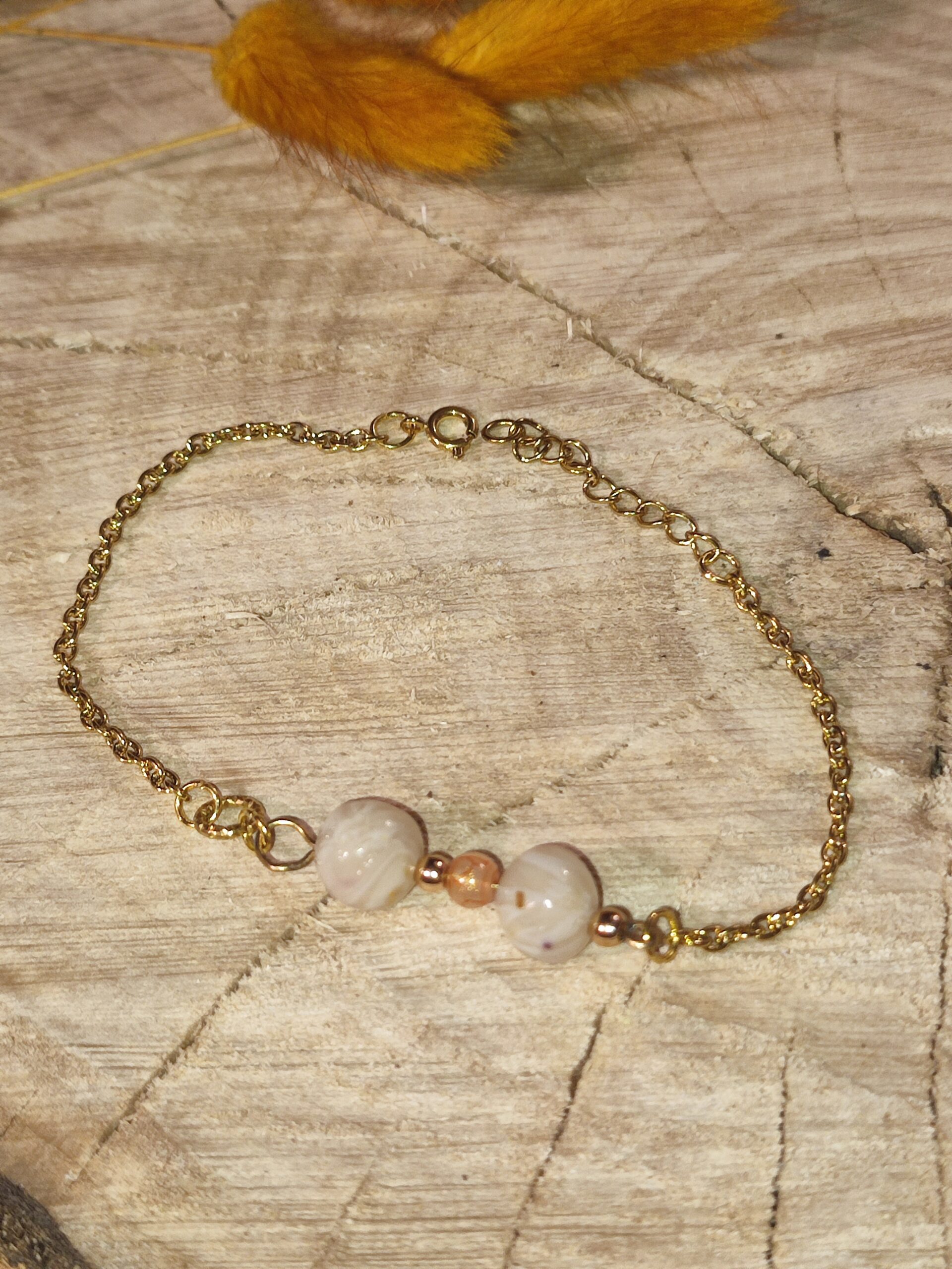 Bracelet perles nacre et rose