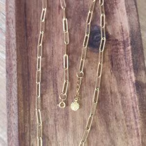 Chaine maille rectangle 50 cm doré striée