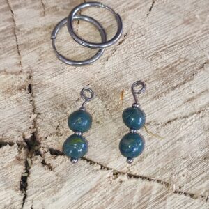 Mini pampille duo perles bleu-vert